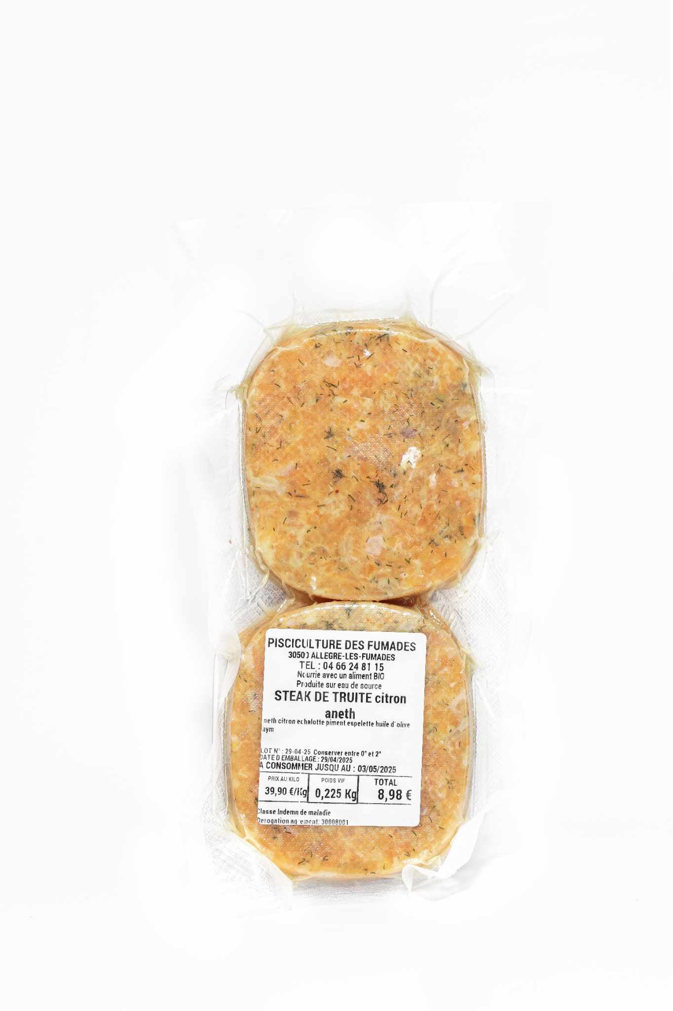 Steak de truite aneth citron frais